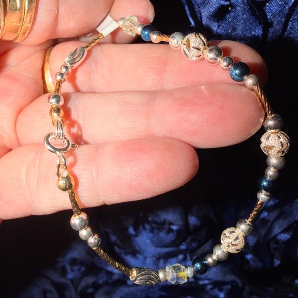 🥀SOLD❤️❤️❤️❤️STERLING SILVER & A touch of 18K GOLD FILLED BRACELET - Picture 5 of 9